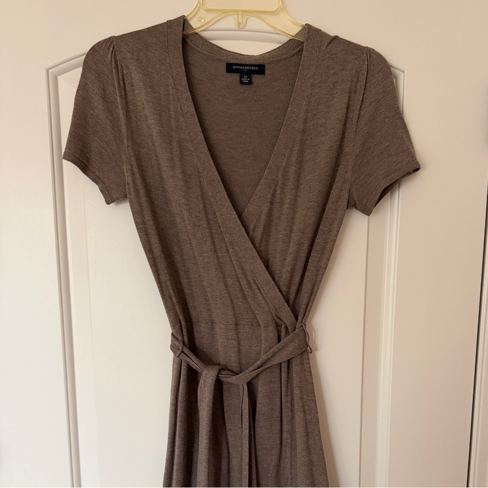 Banana Republic Gray Midi Wrap Dress